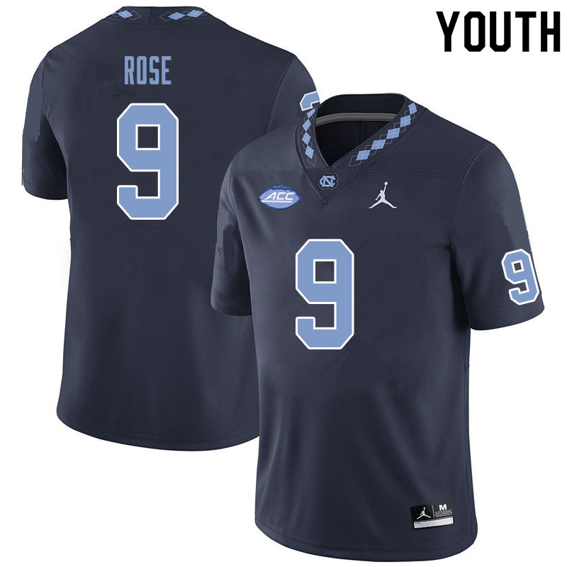 Youth #9 Ray Rose North Carolina Tar Heels College Football Jerseys Sale-Black